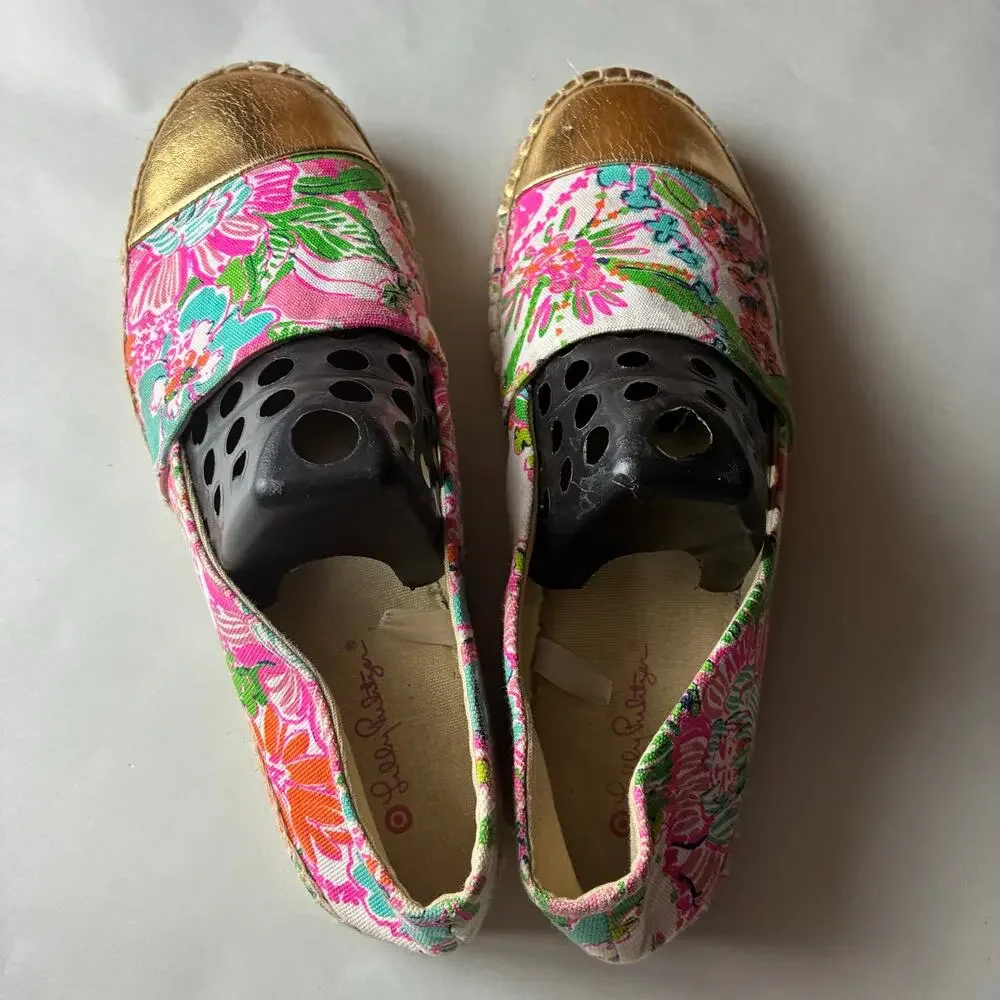 Lilly Pulitzer for Target Nosey Posey Floral Gold Toe Espadrilles Women's 8